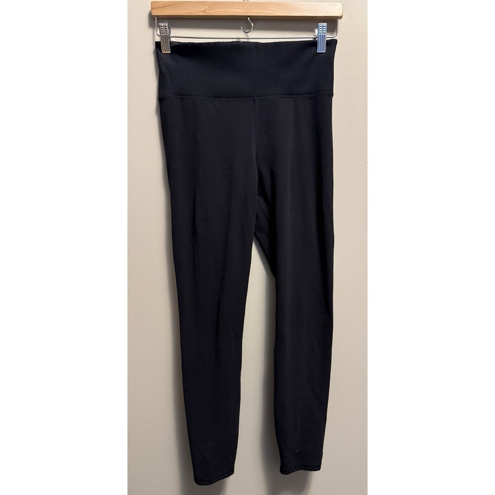 Vuori Rib Studio Leggings Womens Size M Black High Rise 7/8 Yoga Stretch VW428